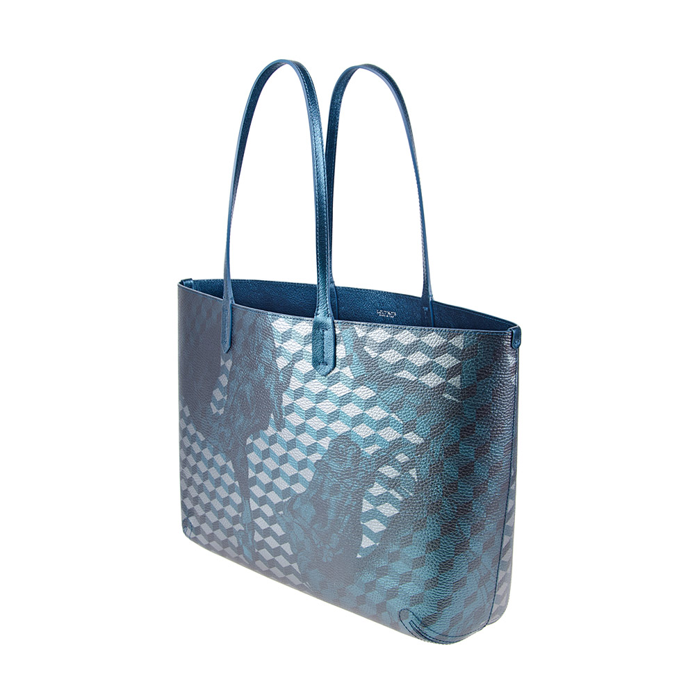 Leather-lined Shopper Cheval Petrol Met - Image 3
