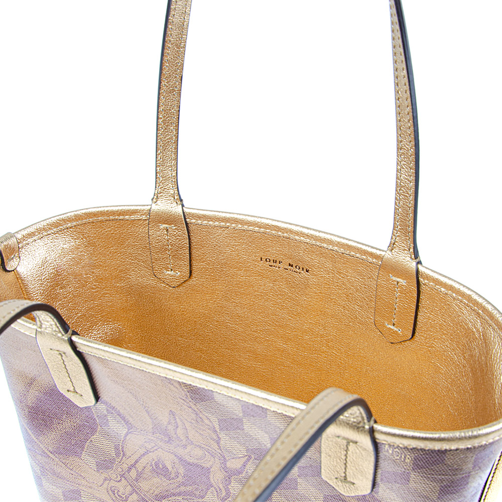 LEATHERLINED ST. TROPEZ MICRO SHOPPER Toile Gold - Image 3