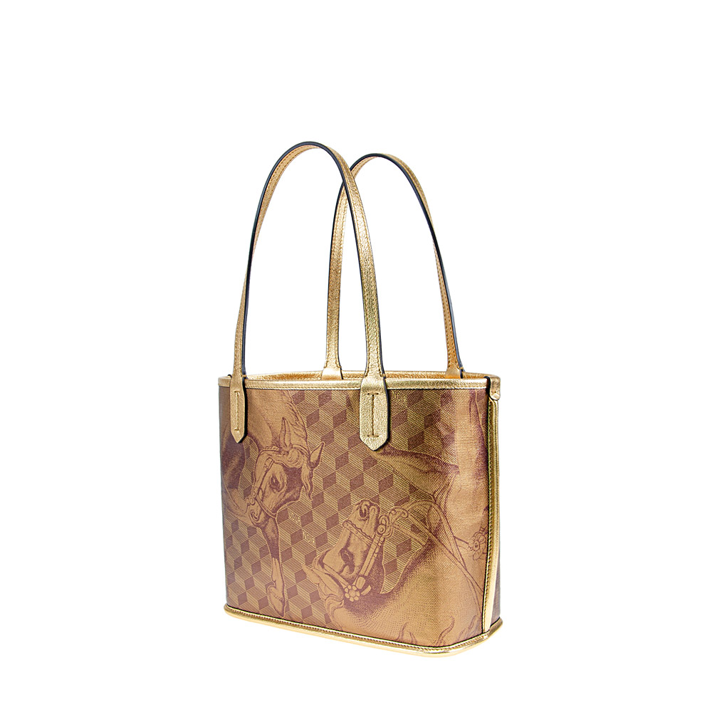 LEATHERLINED ST. TROPEZ MICRO SHOPPER Toile Gold - Image 2