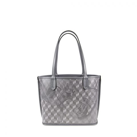 LEATHERLINED ST. TROPEZ MICRO SHOPPER Toile Platinum