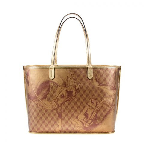 LEATHERLINED ST. TROPEZ SHOPPER SMALL Toile Gold