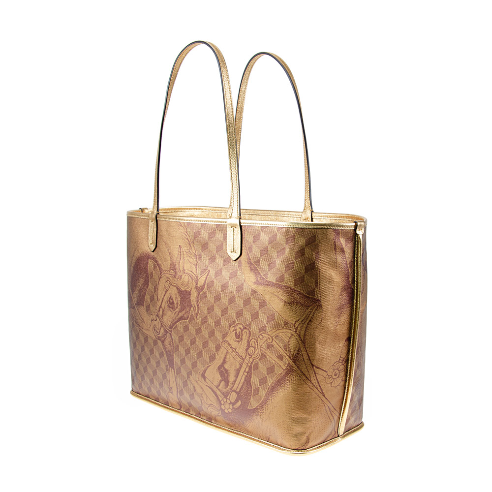 LEATHERLINED ST. TROPEZ SHOPPER SMALL Toile Gold - Image 3