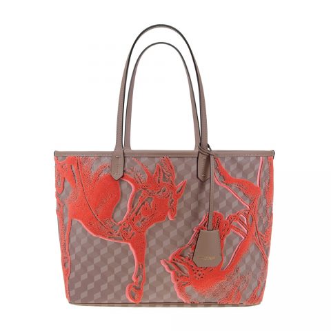 VELVET SHOPPER SMALL Almond/Coral