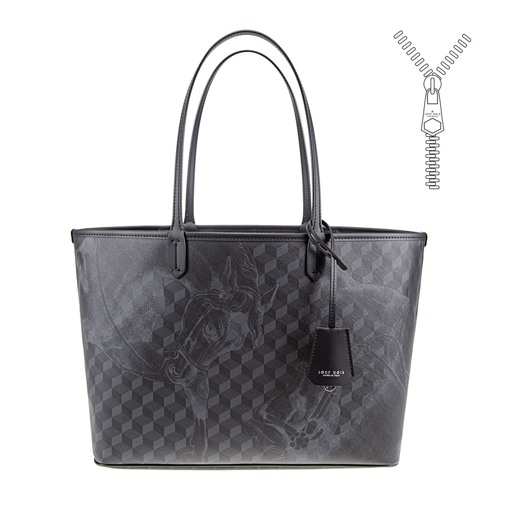 SHOPPER SMALL ZIP Cheval Deep Noir